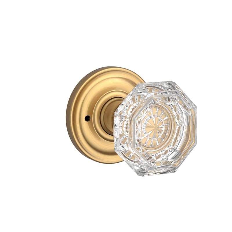 Baldwin PV.CRY.TRR Crystal Privacy Door Knob with Round Rose Lifetime Satin Brass Knobset Privacy