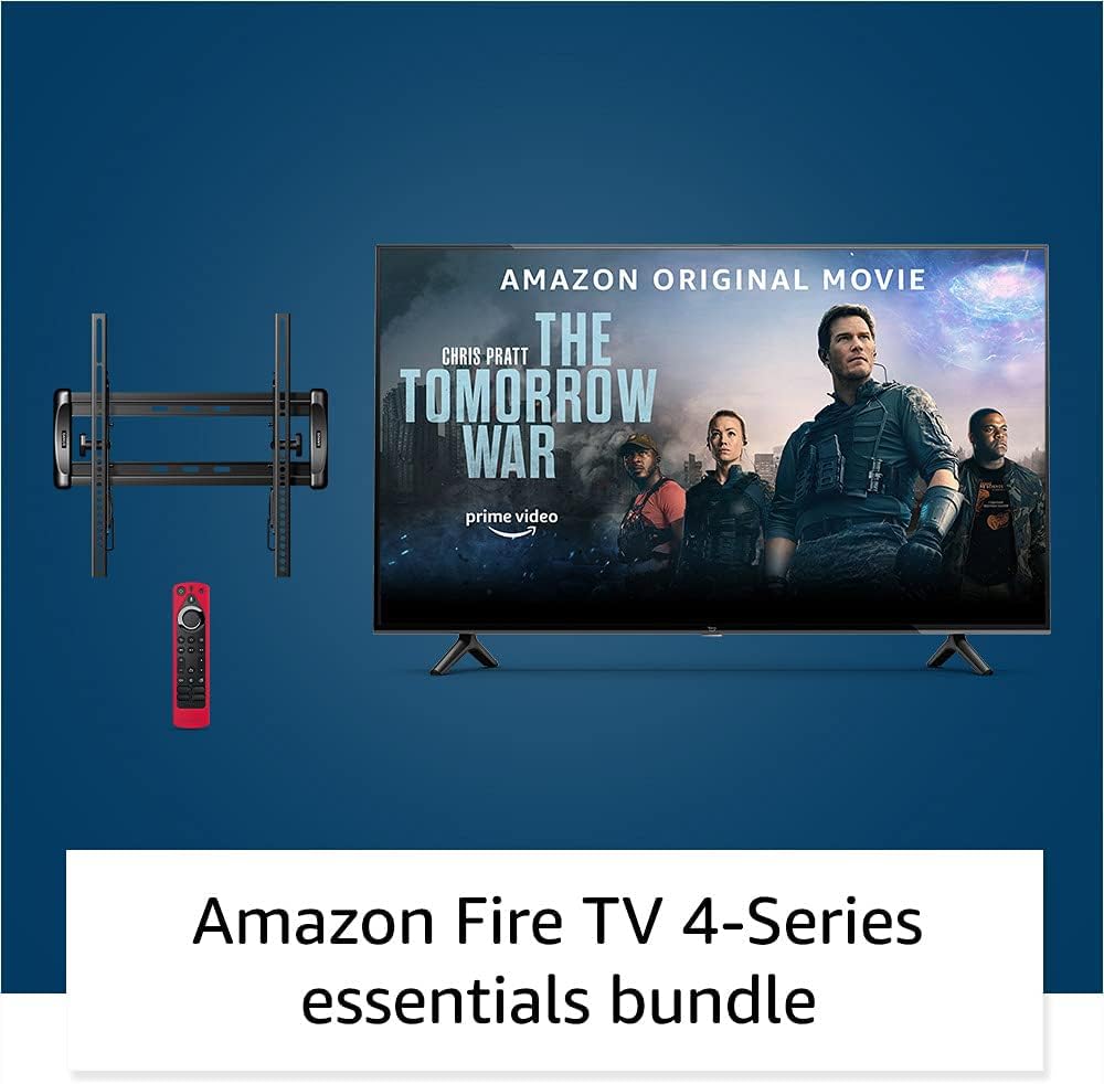 Amazon Fire TV 50" 4-Series 4K UHD smart TV bundle with Universal Tilting Wall Mount and Red Remote Cover