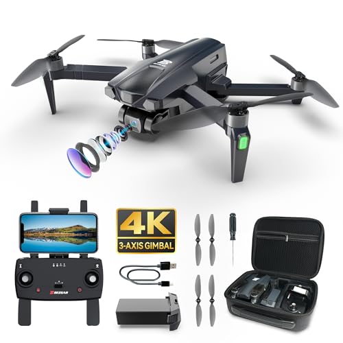 BEZGAR BD901 Drones with Camera for Adults 4K Long Range - Foldable Mini Drone with 4K Video, 3-Axis Gimbal, 3KM Transmission, 23 Mins Flight Time