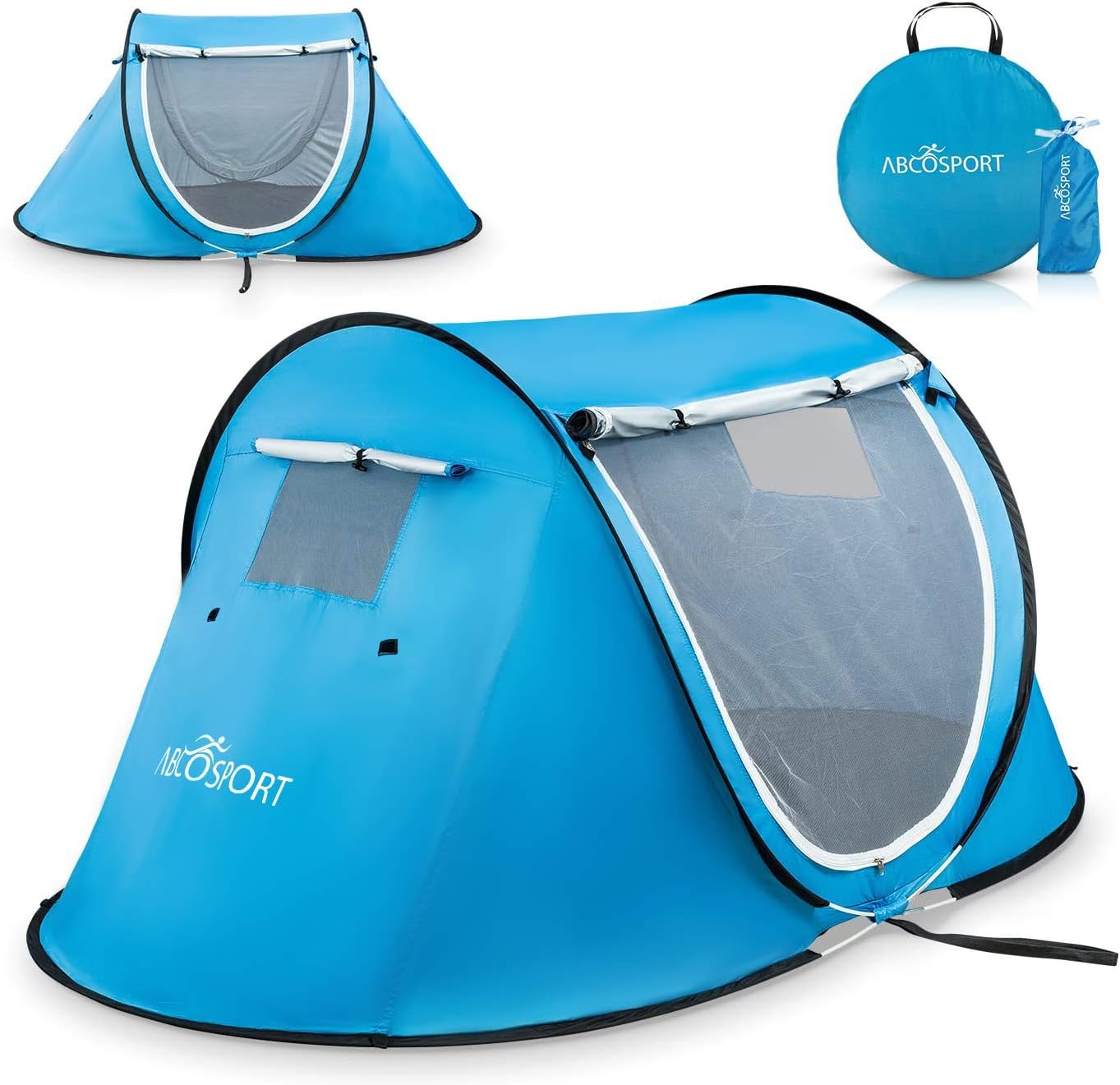 Pop-up Tent and Automatic Instant Portable Cabana Beach, Camping Tent Pop Up Shade Tent - Suitable for 2 People - 2 Doors - Water-Resistant