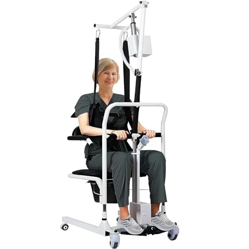 Electric Transfer Chair Patient Lift (4 in 1) for Home, 180° Split Seat, 330 lbs Load-Bearing for Elderly Disabled Handicapped (Eclectic, White