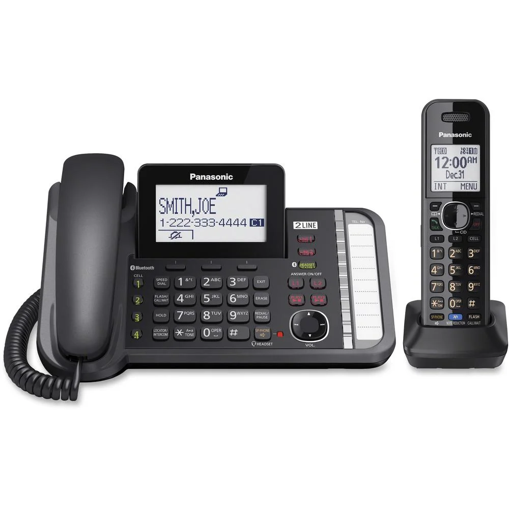Panasonic Link2Cell KX-TG9581B DECT 6.0 Cordless Phone - Black - 2 x Phone Line - Answering Machine