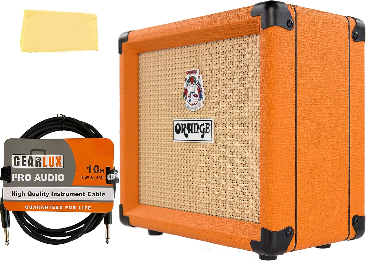 Orange Crush 35RT Guitar Combo Amplifier Bundle with Orange FS-1 Footswitch, Instrument Cables, and Austin Bazaar Polishing Cloth