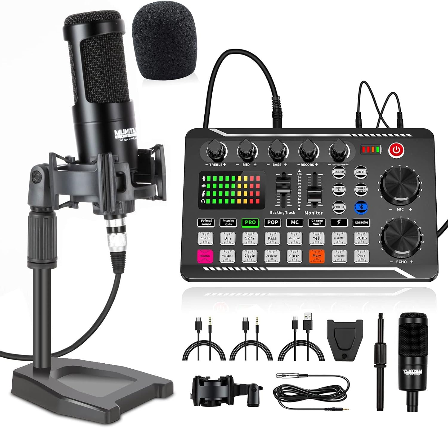 Podcast Equipment Bundle, Sound Card ,Sound Board,Professional DJ Audio Interface Mixer