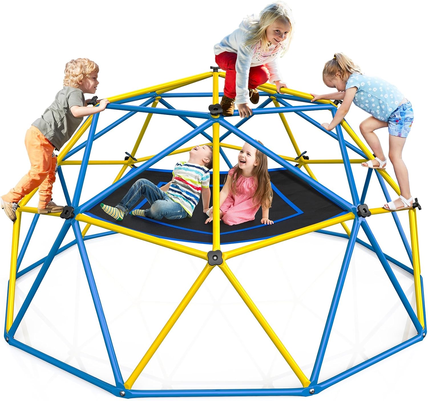 Hapfan 10ft Climbing Dome with Canopy, Jungle Gym for Kids Backyard with Heavy Duty Monkey Bars Made of Anti-Rust Steel