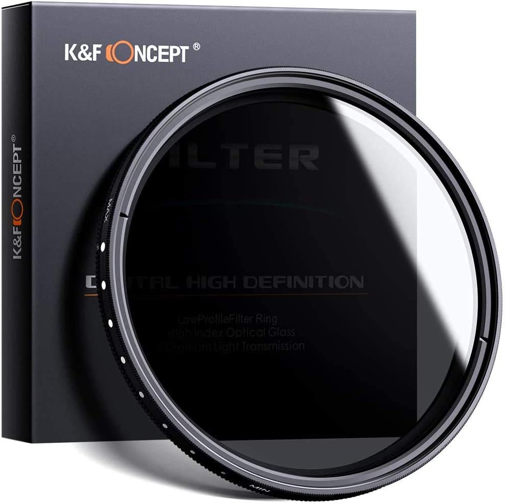 K&F Concept 37mm ND Filter Variable Fader NDX Neutral Density Adjustable ND2 to ND400 Lens Filter Kit + Cleaning Cloth for Cameras Lens