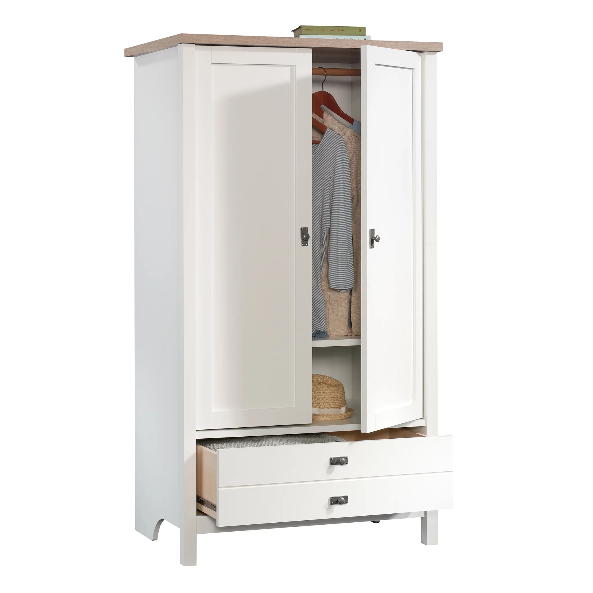 Sauder Cottage Road Armoire, Soft White Finish - Radiant Selections