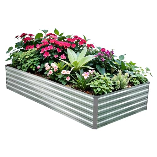 Raised Garden Bed 8x4x1.5FT Galvanized Raised Garden Beds Outdoor for Vegetables Gardening