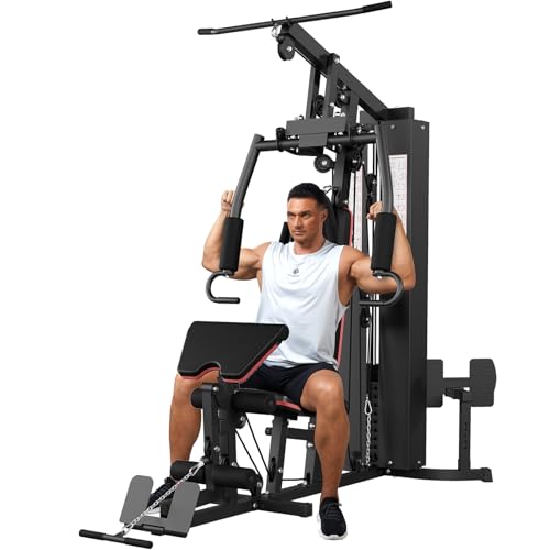 Multifunctional Workout Station, Home Gym Equipment for Full Body Training, Exercise Equipment with 150 Lbs Weight Stack, Pulley System