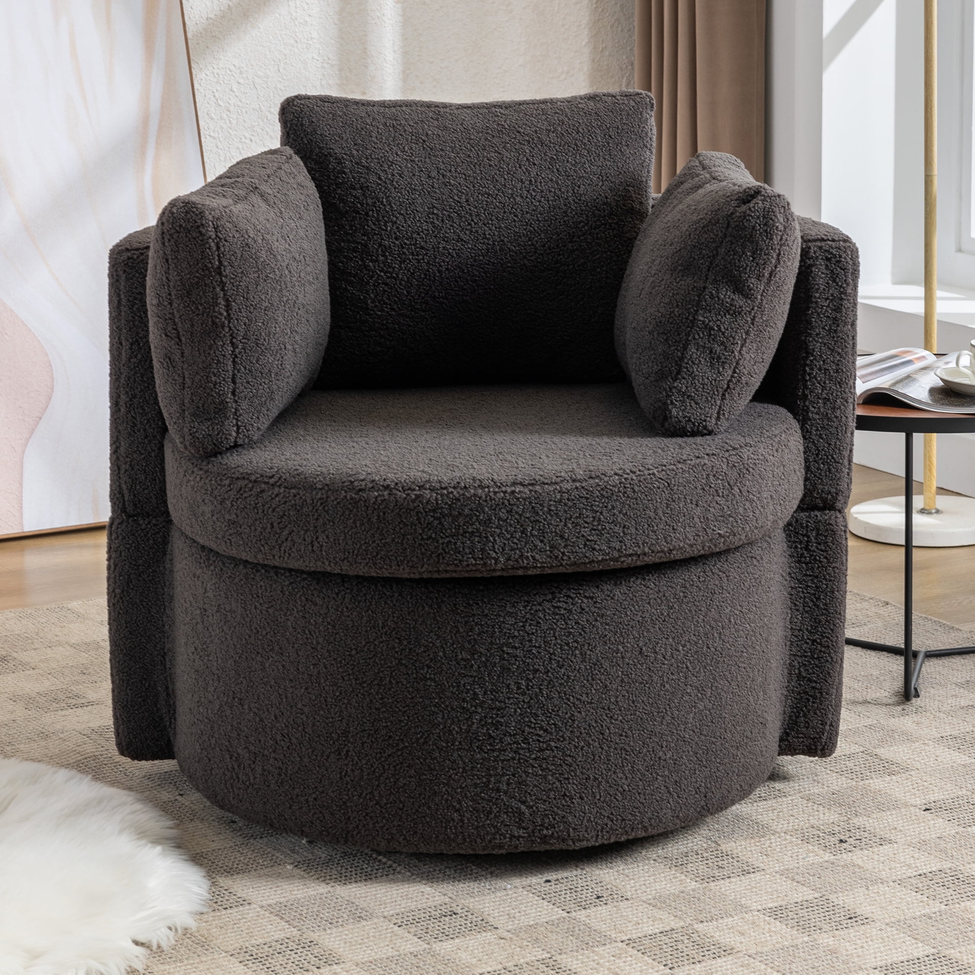 Swivel And Storage Chair For Living Room,Dark Gray