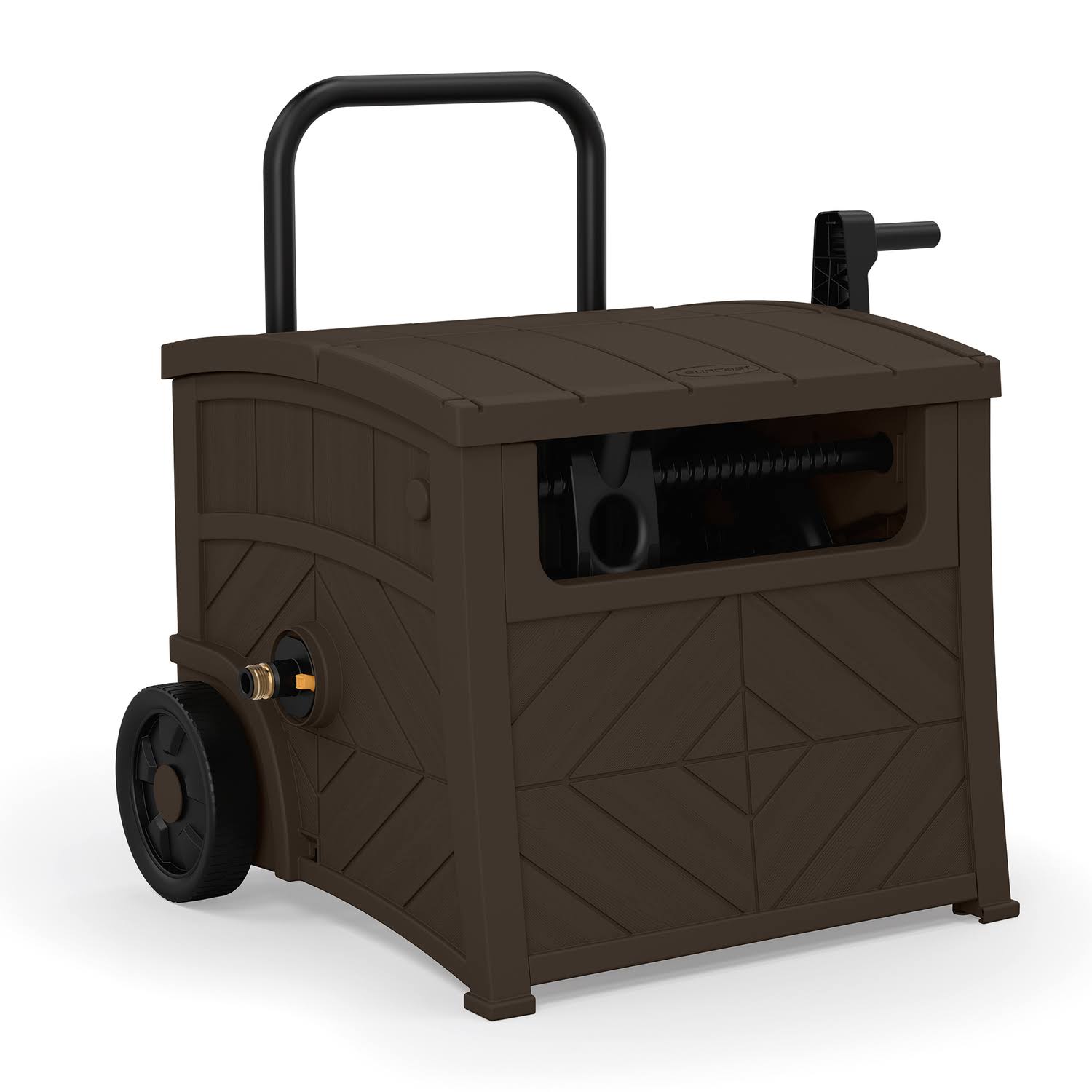 Suncast 150 ft. Free Standing Hideaway Brown Hose Reel