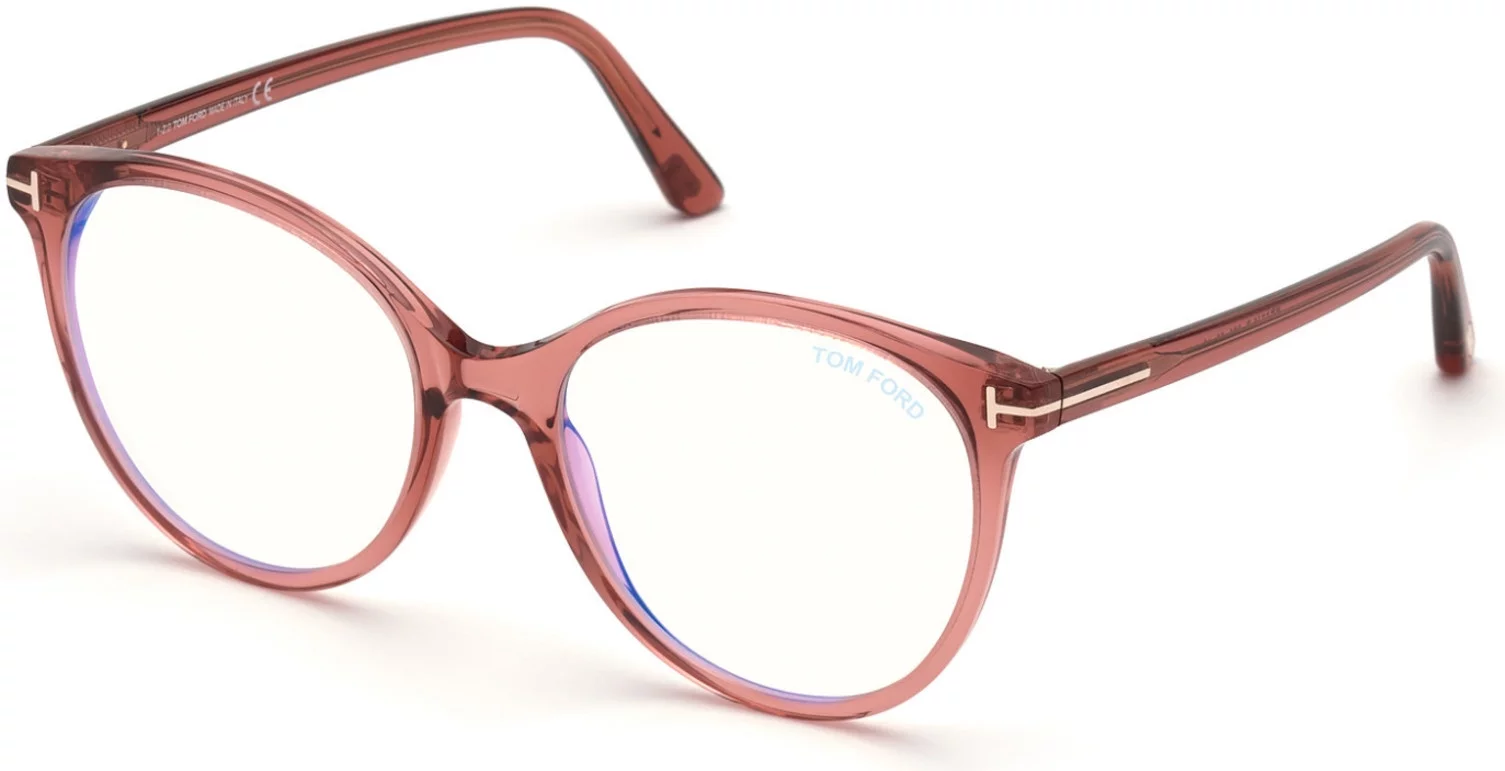 Eyeglasses Tom Ford FT 5742 -B 072 Shiny Transparent Antique Rose, "t" Logo / Bl