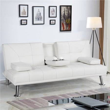 Yaheetech Modern Faux Leather Futon Sofa Bed with Armrest Home Recliner Couch Home Furniture, Size: 66.93 x 31.69 x 28.74 inch,