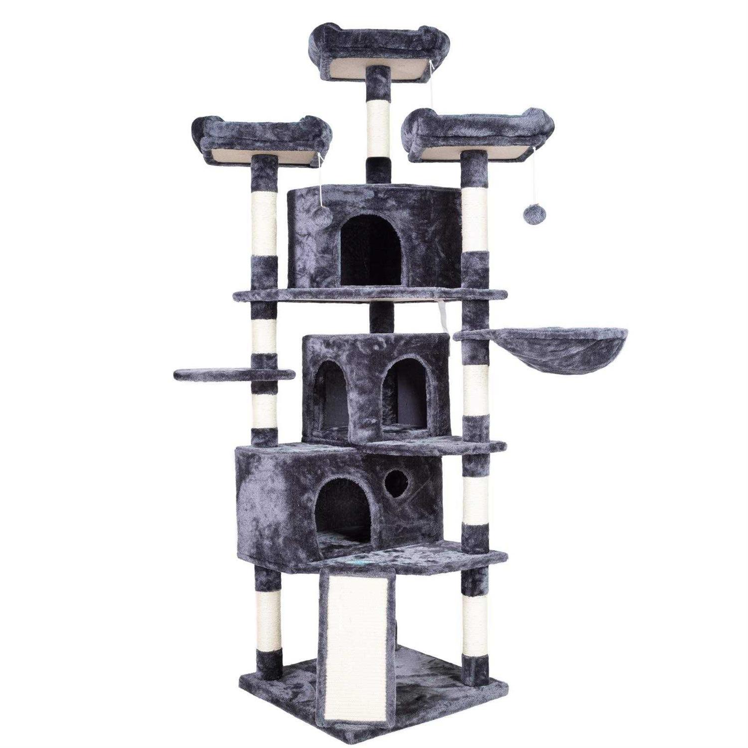 Hey-brother XL Size Cat Tree 73.4 inch Cat Tower with 3 Caves 3 Cozy - Pet Supplies online store
