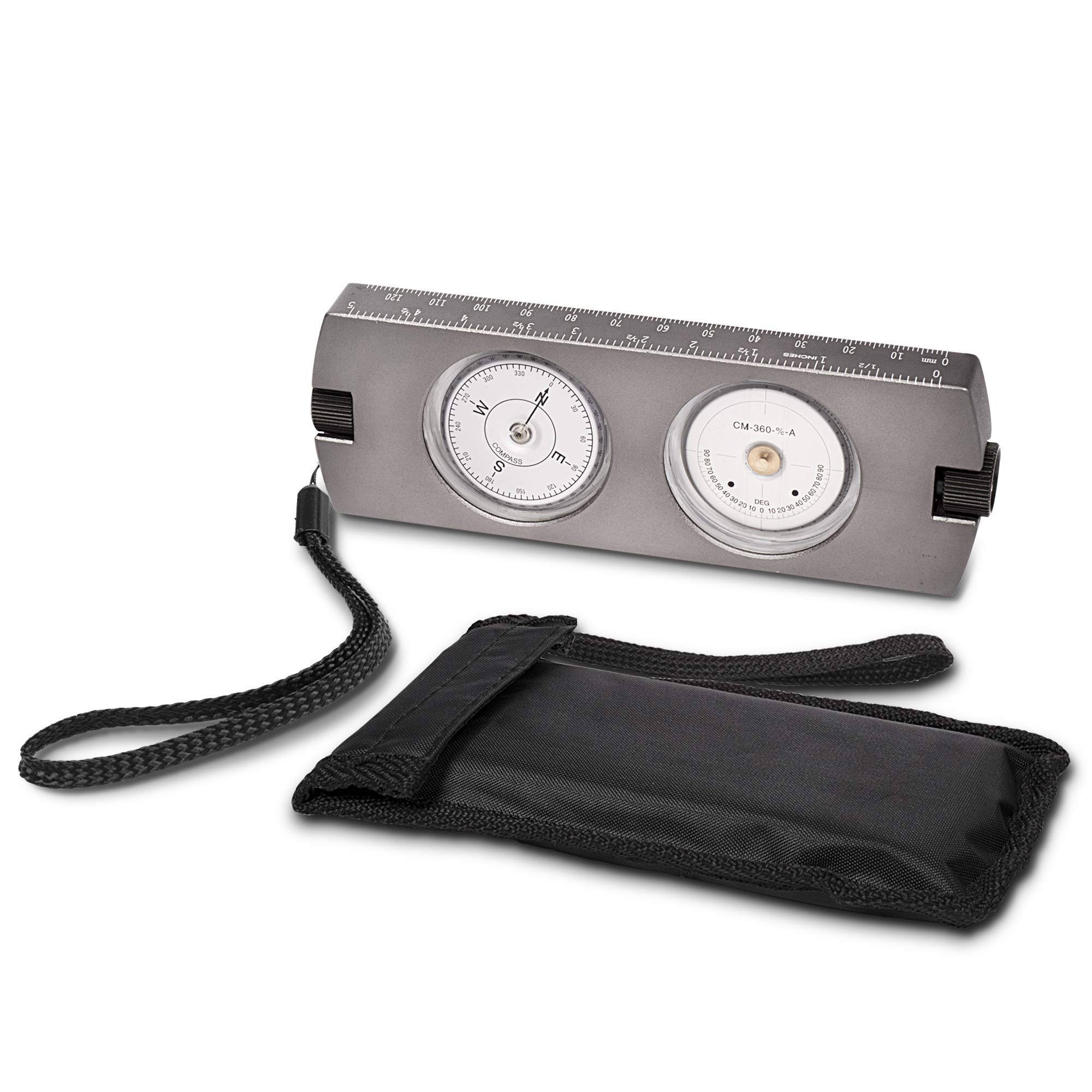 The Cimple Co Handheld Clinometer Compass W Case Combo - Satellite Inclinometer Surveying Tool