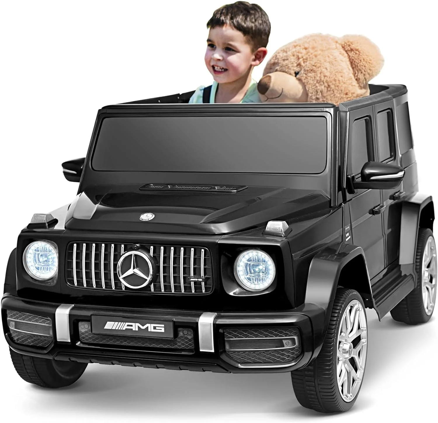 Joywhale 24V 2-Seater Kids Ride on Car Licensed Mercedes-Benz G63 4WD Electric Vehicle, with 7AH Big Battery, Remote Control, Soft Braking