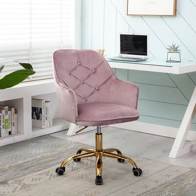 Task Chair XINAIER Upholstery Color: Pink, Frame Color: Gold
