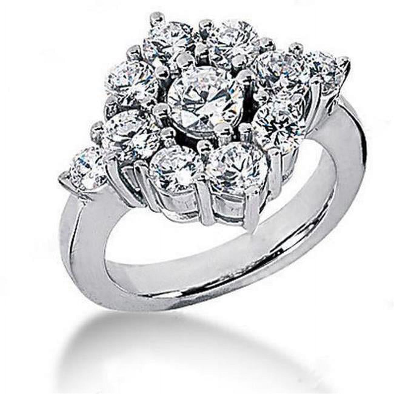 Harry Chad Enterprises 1811 Diamond Cluster Style 3.60 CT 14K White Gold Engagement Ring, Size 6.5