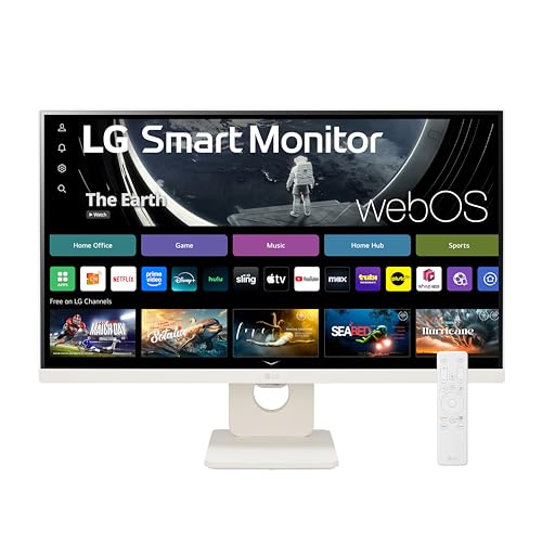 LG 27SR50F-W Smart Monitor 27-Inch FHD (1920x1080) IPS Display, webOS 23, HDR 10, x2 Built-in Speakers, AirPlay 2, Screen Share, Bluetooth, ThinQ App