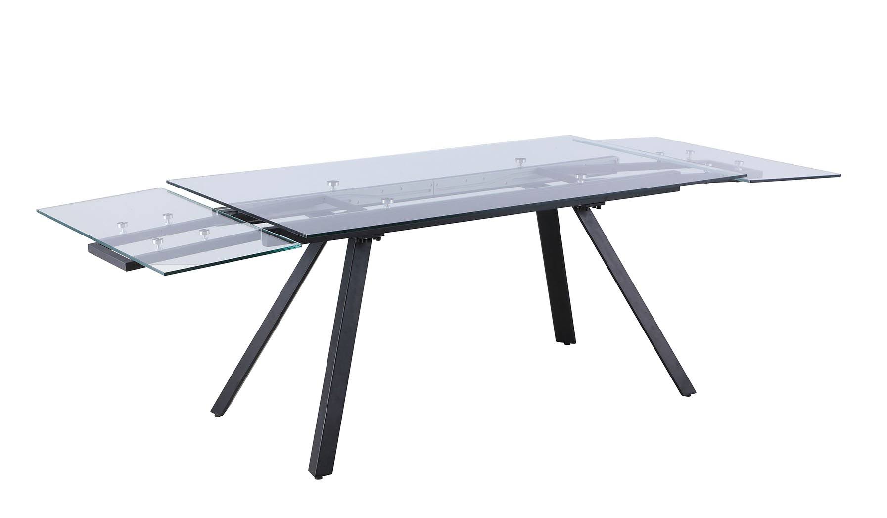 Chintaly AIDA-DT Contemporary Extendable Rectangular Glass Dining Table in