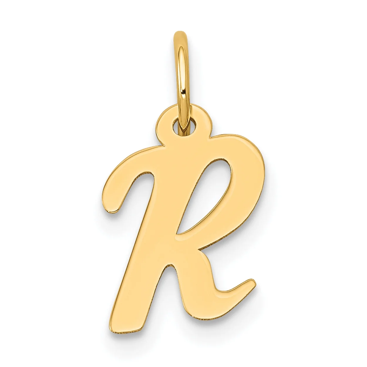 Carat In Karats 14K Yellow Gold Polished Small Script Letter R Initial Pendant Charm