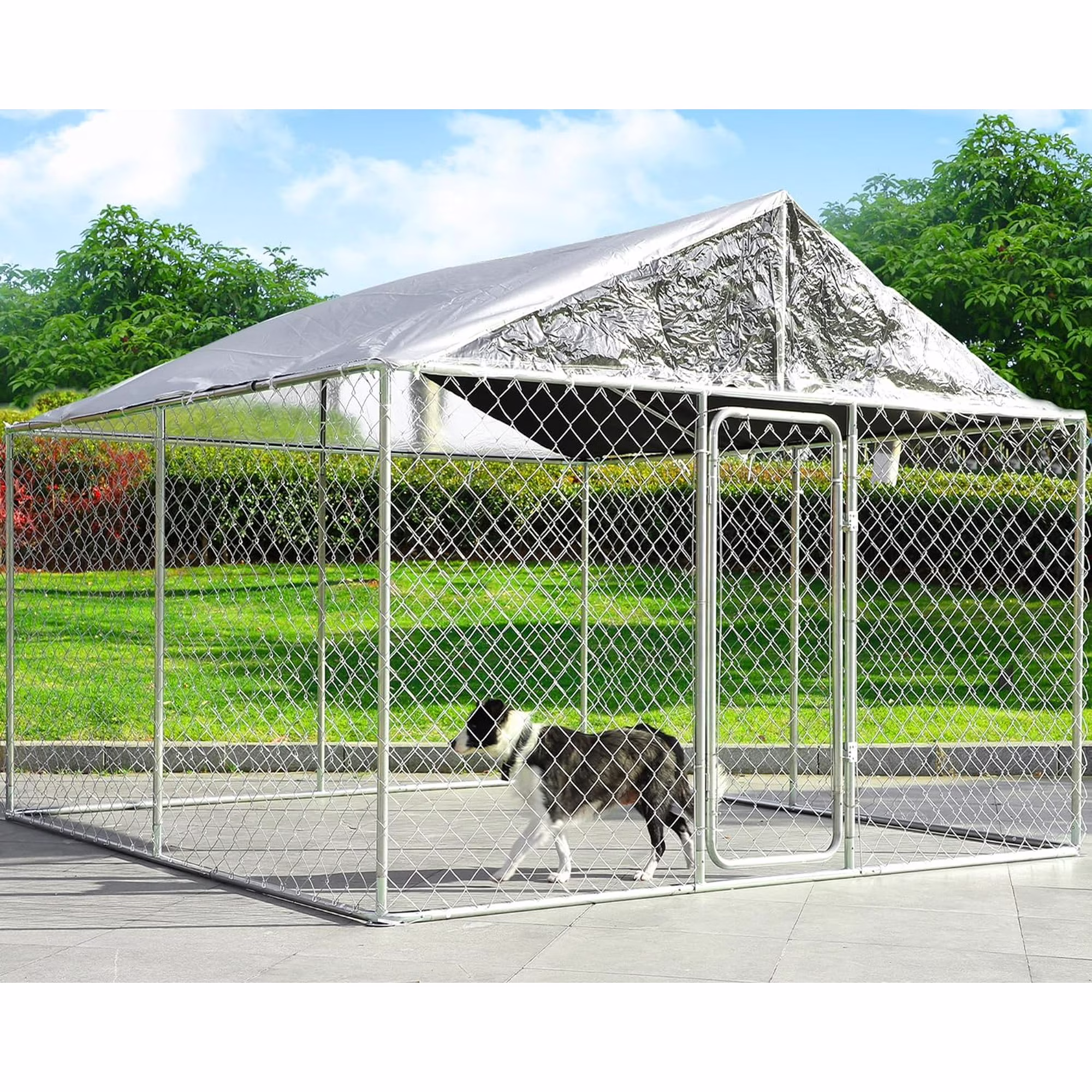 Haverchair 10x10x7FT Large Dog Kennel with Roof, Enclosed Waterproof Cover, Big Pet Playpen Cage &amp; Secure Lock