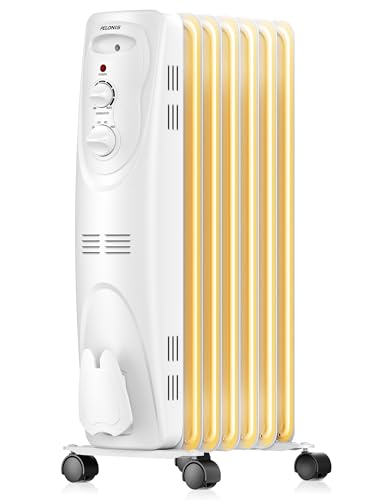 PELONIS Oil Filled Radiator Heater for indoor use Large Room Safe with Thermostat, 1500W Energy Efficient Quiet Space Heater, 3 Heat Settings