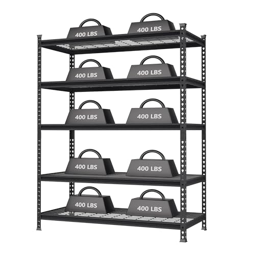 WORKPRO 5-Tier Metal Storage Shelving Unit, 48”W x 24”D x 72”H, Adjustable Storage Rack Heavy Duty Shelf, 4000 lbs Load Capacity (Total), for Garage