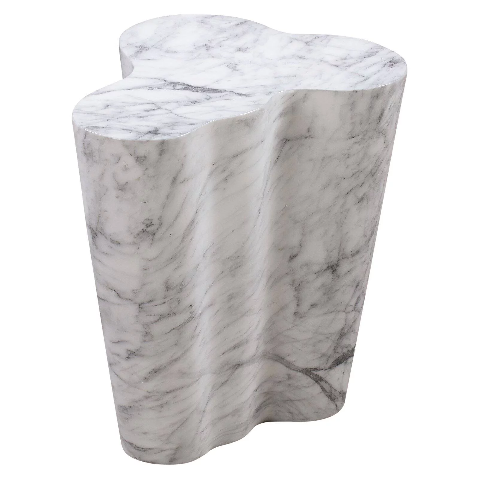TOV Furniture Slab White Marble Side Table
