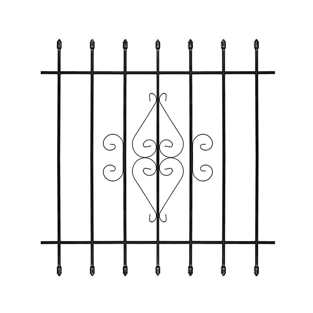 Unique Home Designs 42 in. x 42 in. Su Casa Black 7-Bar Window Guard