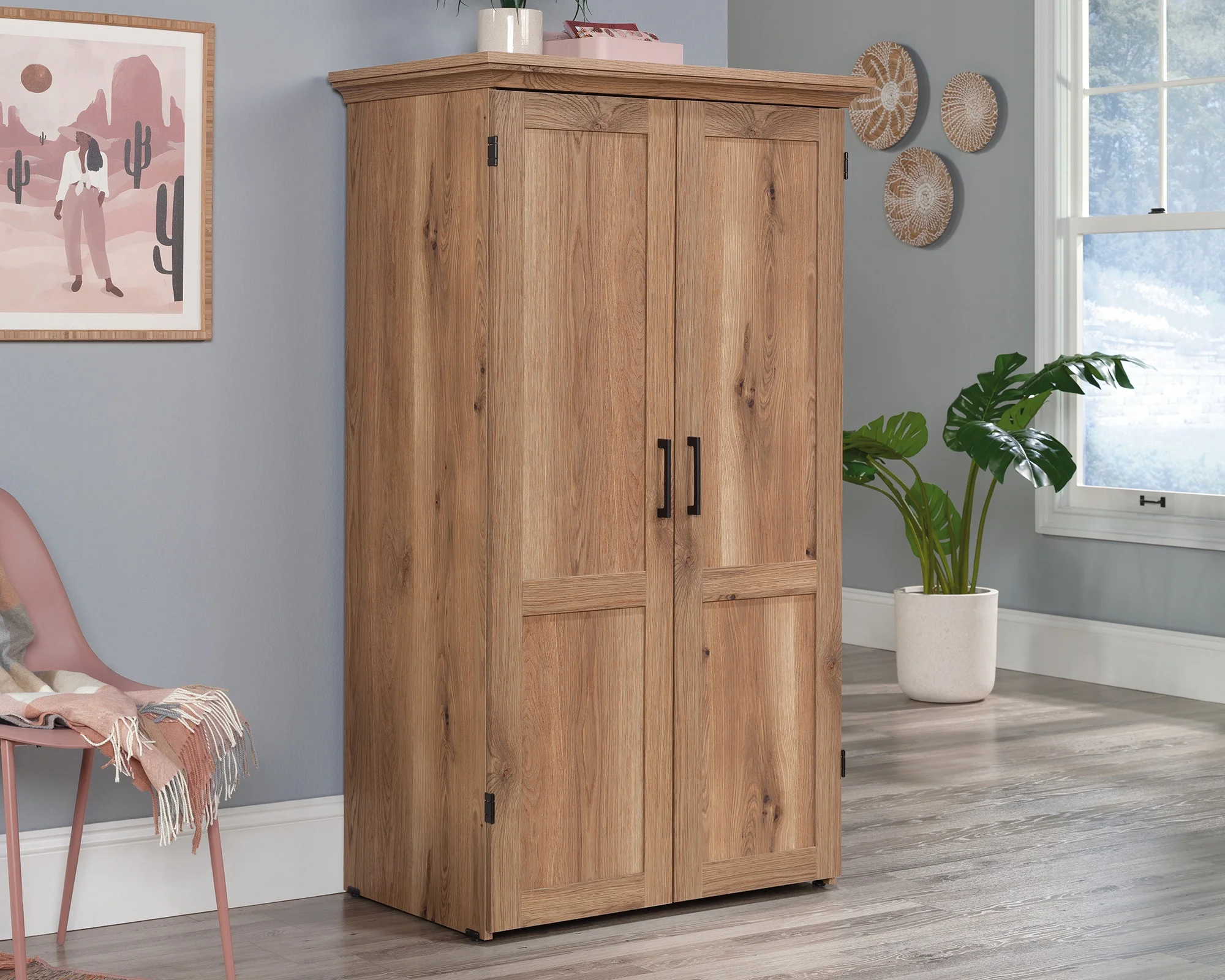 Sauder Select Craft & Sewing Armoire in Timber Oak - Curated Treasures Market