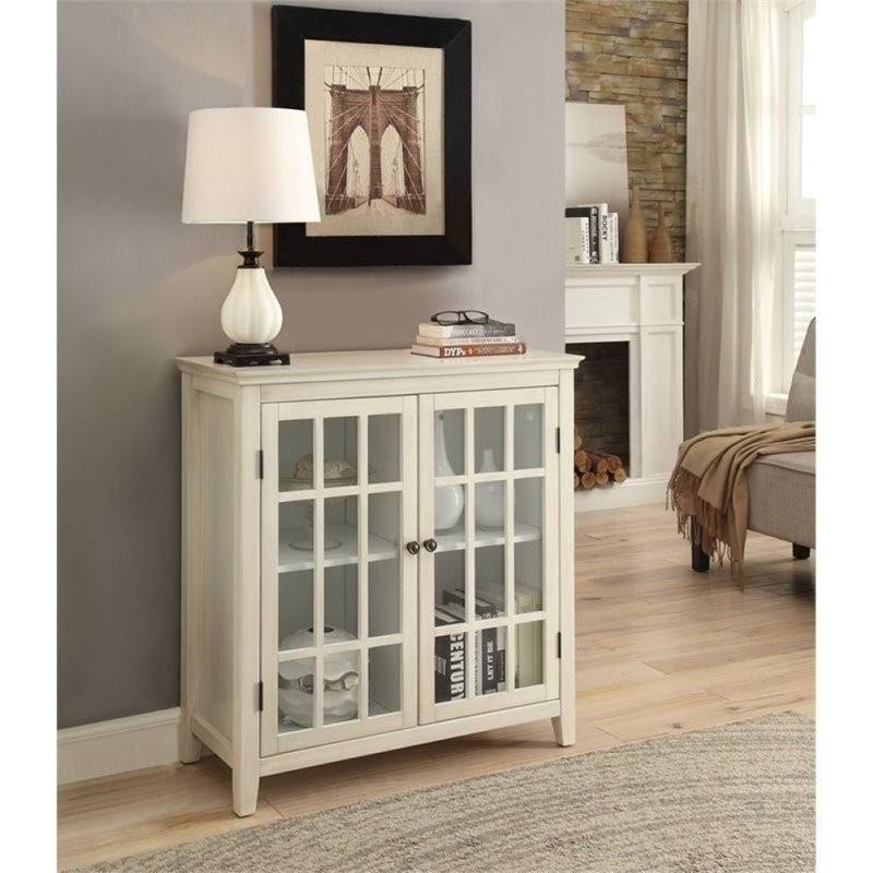 Bowery Hill Antique Double Door Curio Cabinet in White - BH-638333