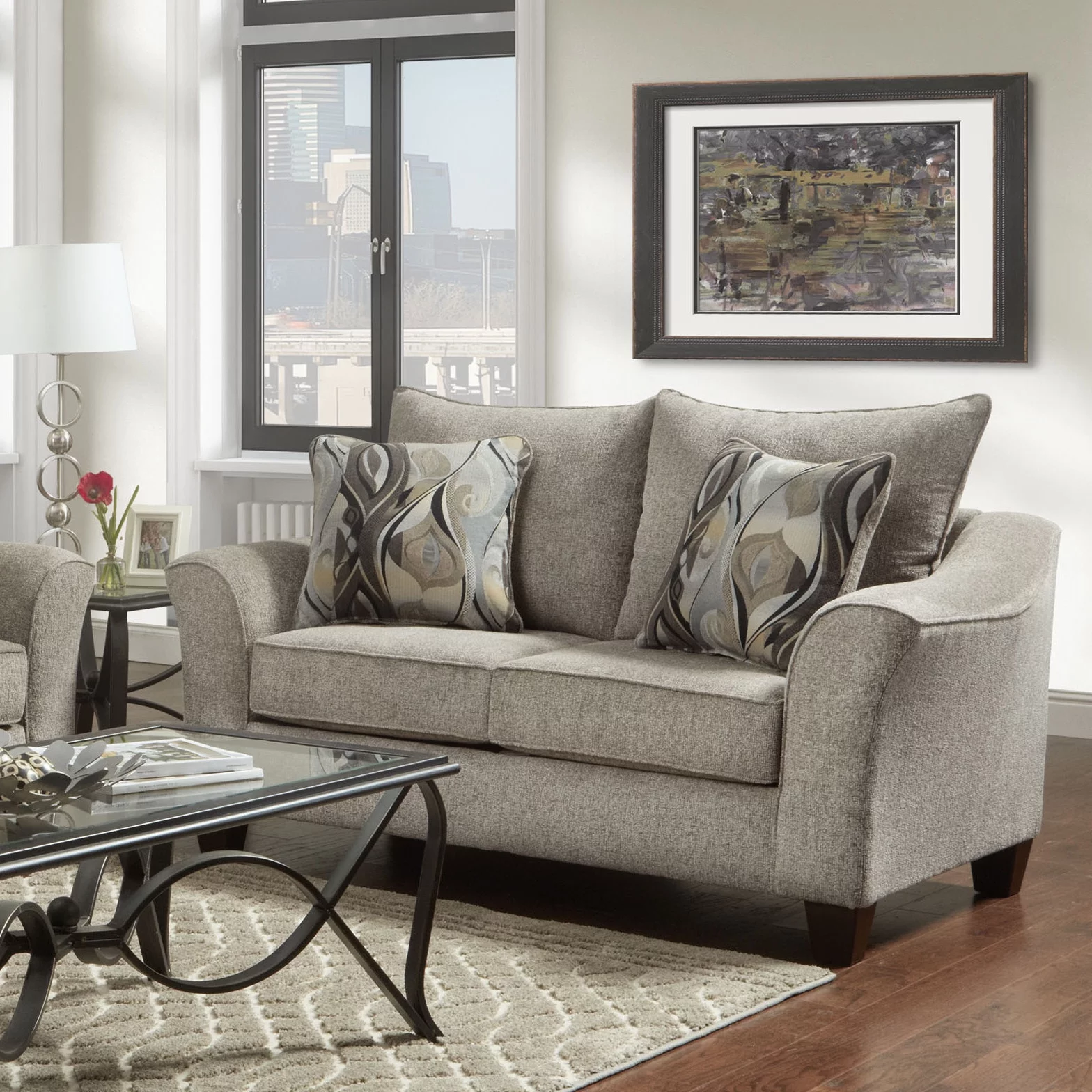 Roundhill Furniture Camero Fabric Pillowback Loveseat