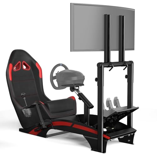 RACGTING Racing Simulator Cockpit with TV Monitor Stand for G920 G29 G923