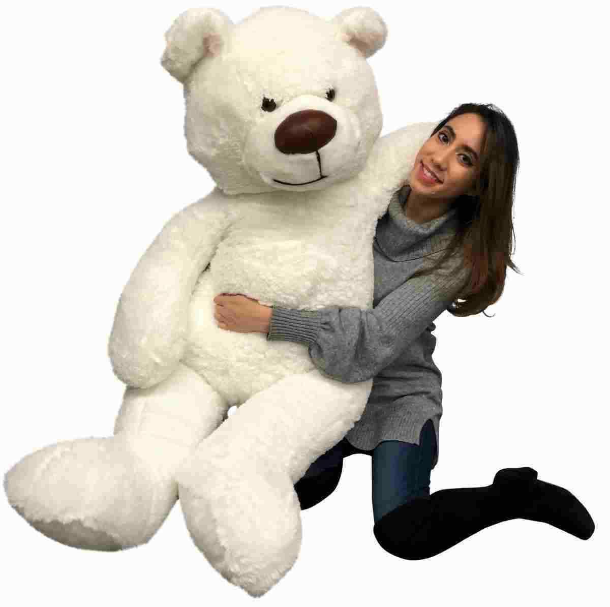 Big Plush American Made Giant White Teddy Bear 5 Feet Tall 60 Inches 152 cm Soft Big Stuffed Animal Made in The USA