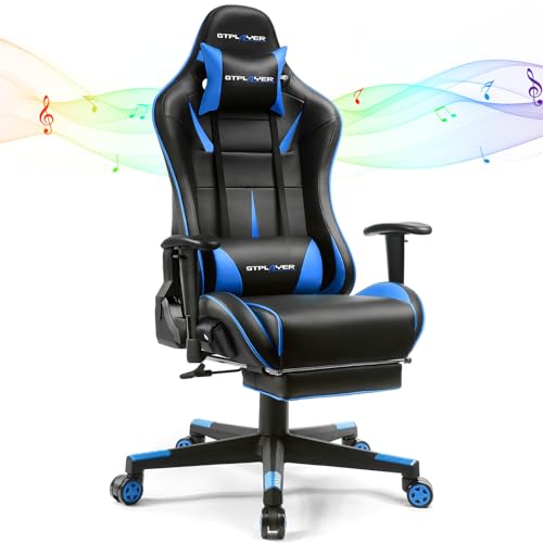 GTPLAYER Gaming Chair with Speakers, Video Game Chairs with Footrest, PC Gamer Chairs for Adults - Padded High Back Ergonomic Reclining Silla Gamer