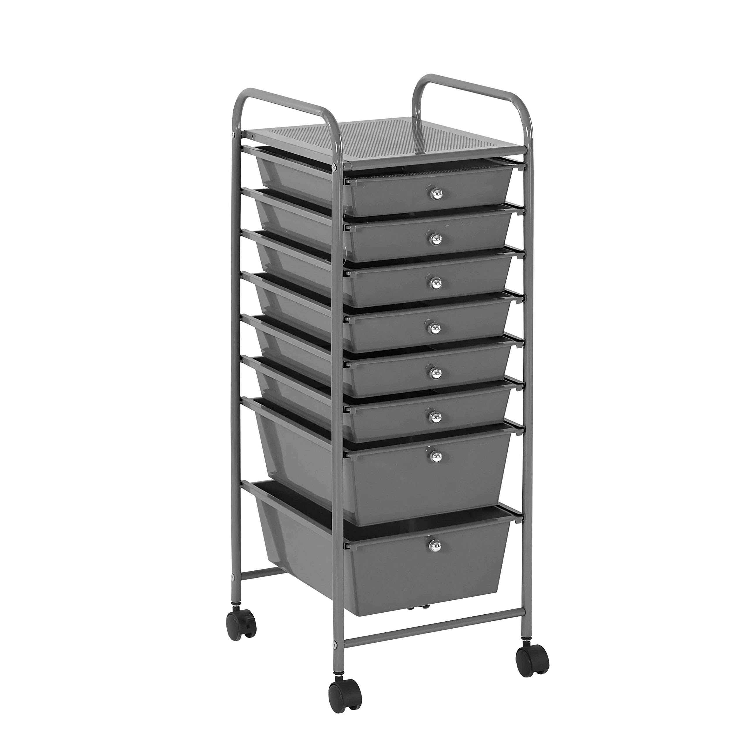 Urban Shop 8 Drawer Rolling Storage Cart Grey