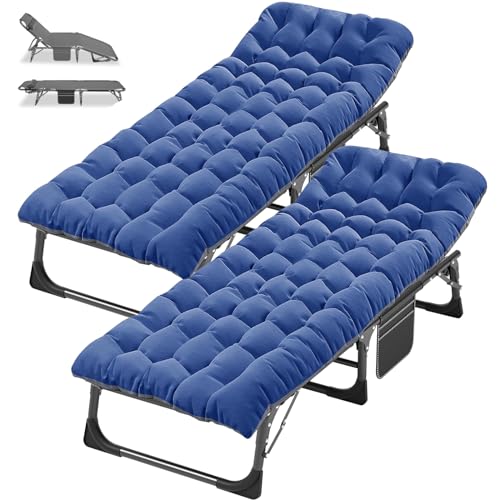 DoCred Folding Camping Cot with Mattress, 2 Pack Heavy Duty Folding Cot for Adults, Portable Sleeping Cot Bed Adults Outdoor Bed with Carry Bag