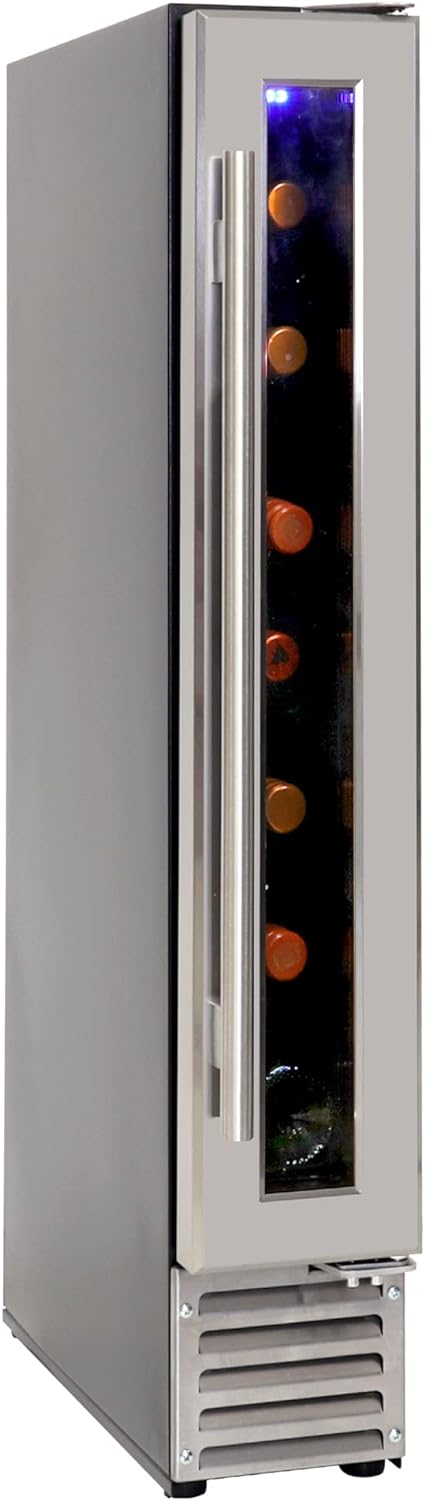Koolatron 7 Bottle Slim 6 Inch Built-In Under-Counter Wine Fridge, Digital Touch Controls, Front-Venting Design