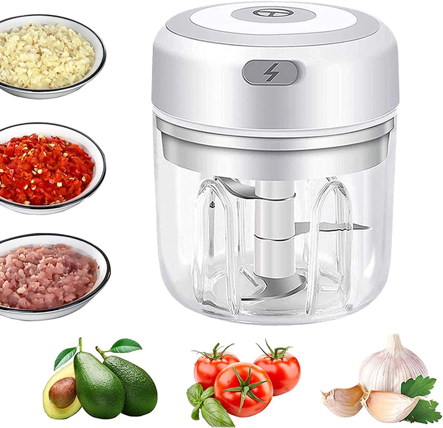 Electric Mini Garlic Chopper,Portable Mini Mincer Electric Food Processor
