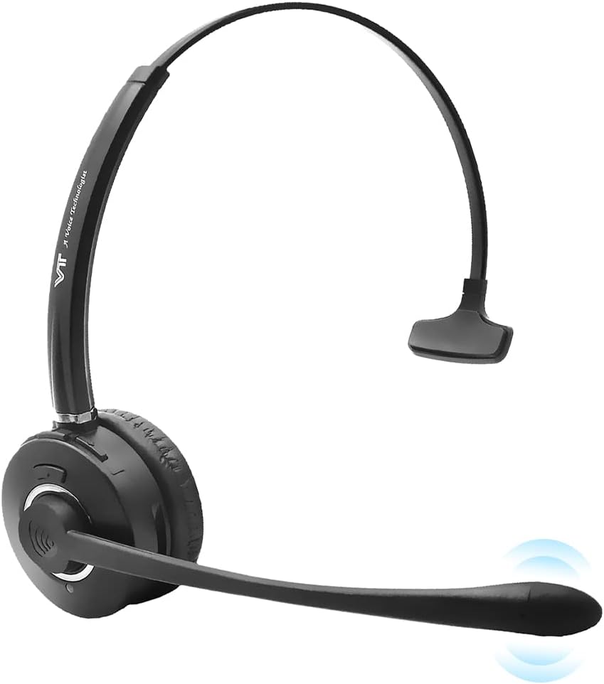 Voiceplus Bluetooth-Headset with Environment-Noise-Cancelling Microphone - Wireless Cellphone Computer Headphone with Mute,Volume