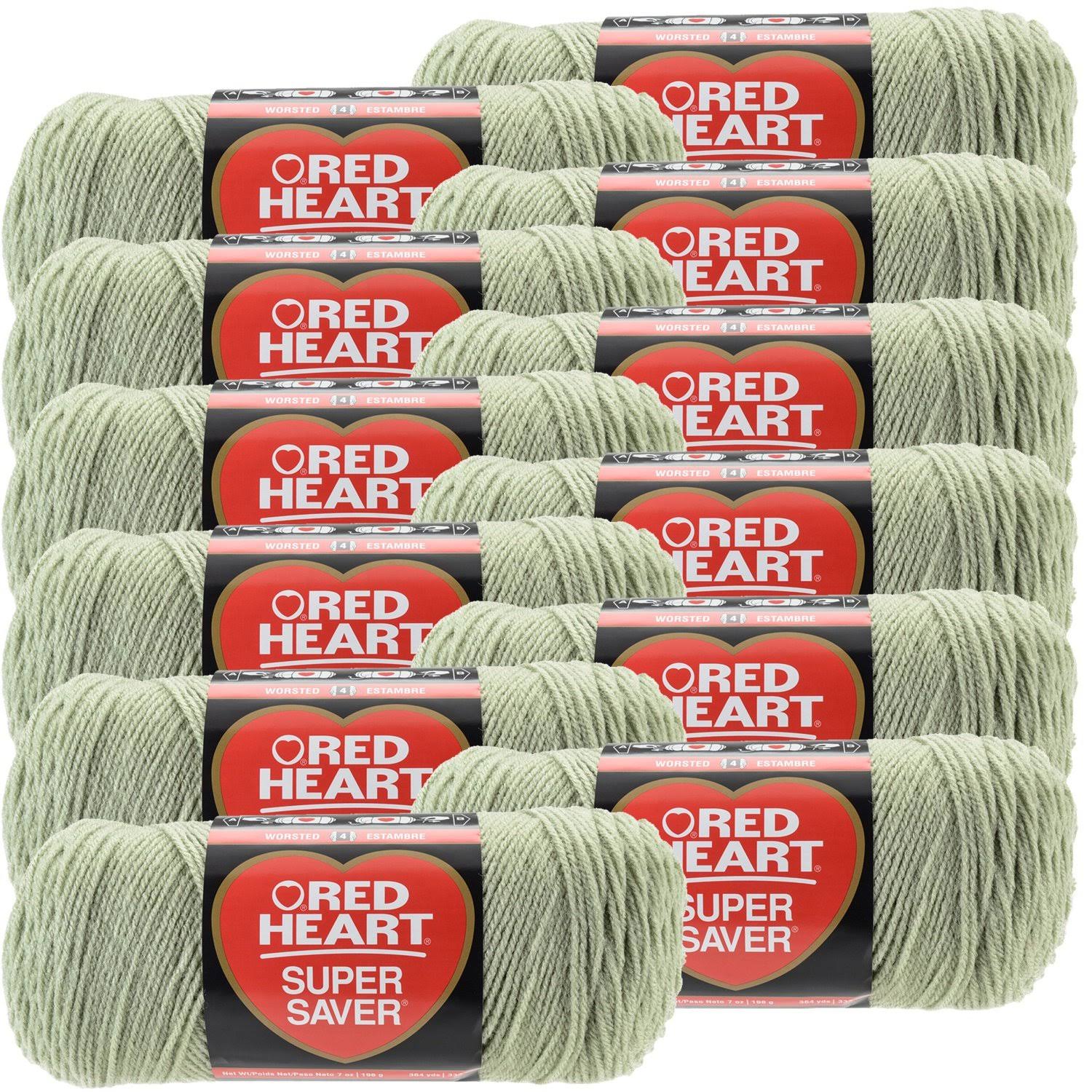 Red Heart Super Saver Yarn - Frosty Green, Multipack of 12