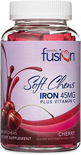 Bariatric Fusion Iron Soft Chew with Vitamin C | Cherry Flavored | Chewy Vitamin for Bariatric Patients | Gluten Free | Iron Supplement for Women and