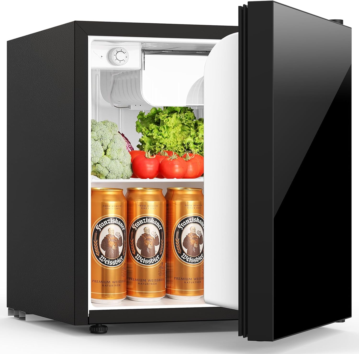 COWSAR Compact Refrigerator, 1.62 Cu Ft, Mini Refrigerator with Freezer, Single Door, Low Noise, Perfect for Bedroom/Apartment/Office, Black