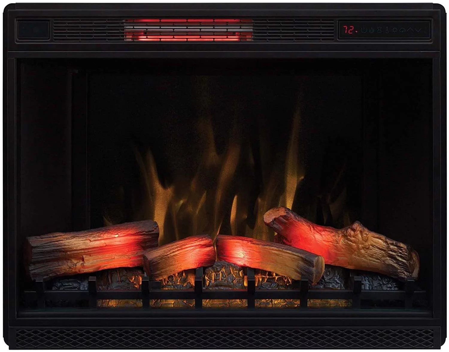 ClassicFlame 33" 3D Infrared Quartz Electric Fireplace Insert with Safer Plug and Safer Sensor, Black