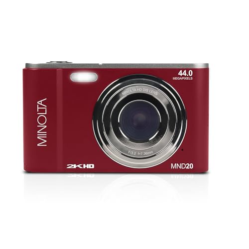 Minolta MND20 44MP Digital Camera &ndash; 2.7K Ultra HD Video, 16X Digital Zoom, Anti-Shake Stabilization, Time Lapse, Face Detection