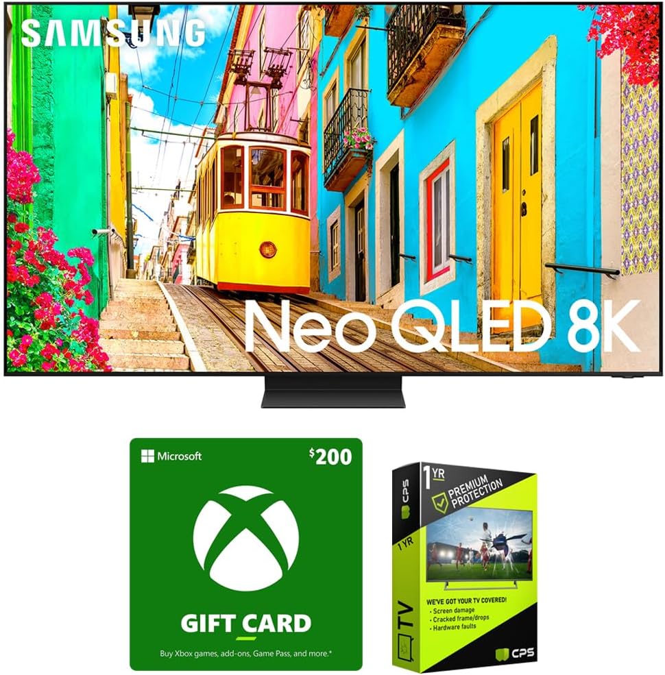 Samsung QN75QN800D 75 Inch Neo QLED 8K Smart TV (2024 Model) Bundle with Microsoft Value Pack & 1 YR CPS Enhanced Protection Pack