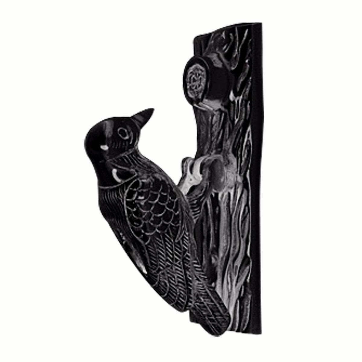Renovators Supply Black Cast Iron Door Knocker, Woodpecker Design, Rustproof, 6.5in High