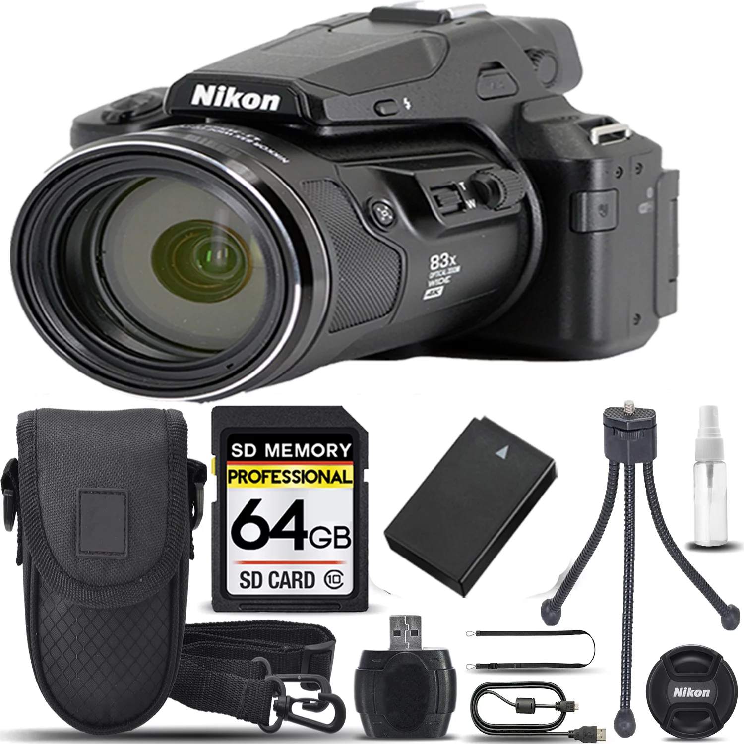 Nikon COOLPIX P950 Digital Camera 83x Optical Zoom WiFi +Case +Tripod- 64GB Kit - Curated Treasures Market