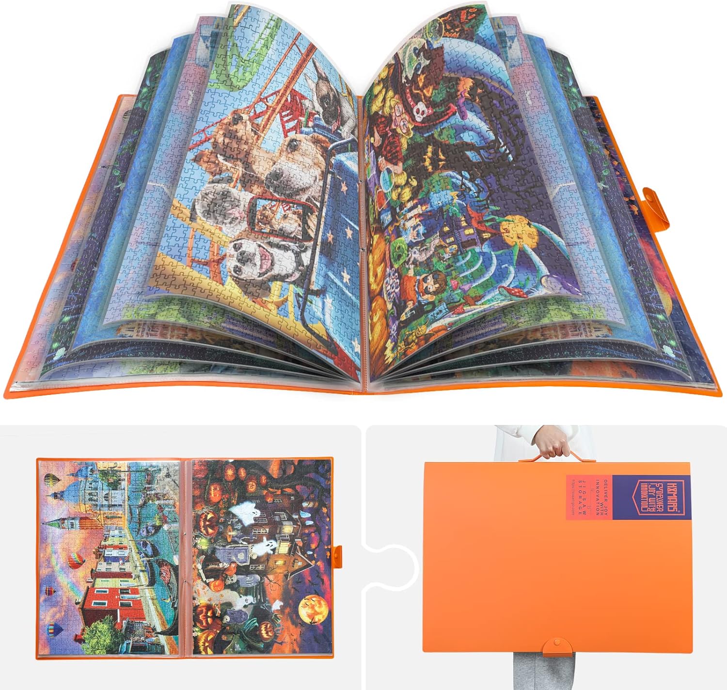 HXMARS Puzzle Storage Folder for 1000-Pieces: Large Capacity Jigsaw Puzzles Organizer Portable with 10 Pockets